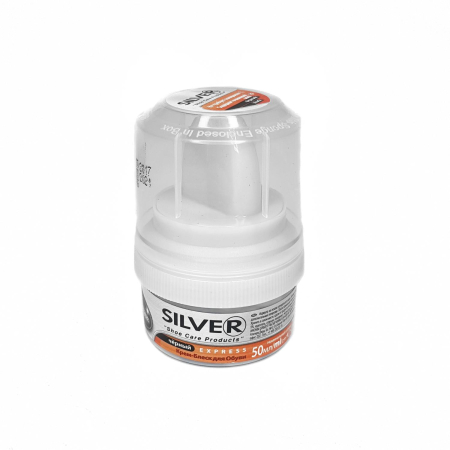 Крем-блеск для обуви Silver банка с губкой, черный, 50 мл - интернет магазин Полигон