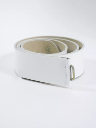 Ремень солдатский без бляхи, белый, кожа - интернет магазин Полигон