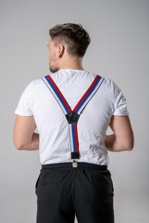 Подтяжки рифленые флаг РФ, красный, белый, синий - интернет магазин Полигон