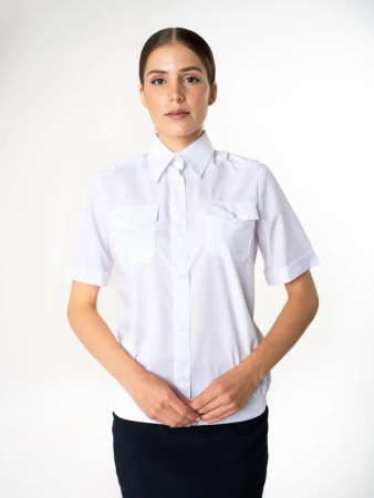 Рубашка Полиция, цвет белый, женская, короткий рукав - интернет магазин Полигон