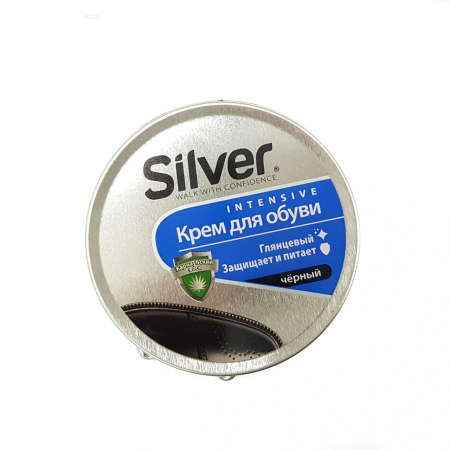 Крем для обуви SILVER с карнаубским, воском, черный, 50 мл - интернет магазин Полигон